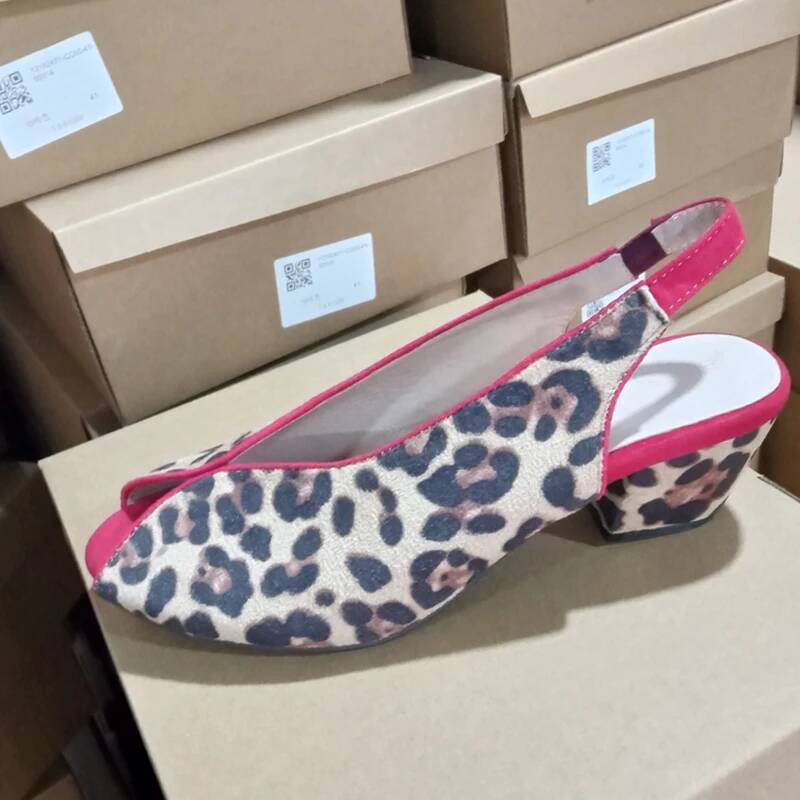 Leopard Print Peep Toe Slingba - огляд і ціна Men Shoes Office
